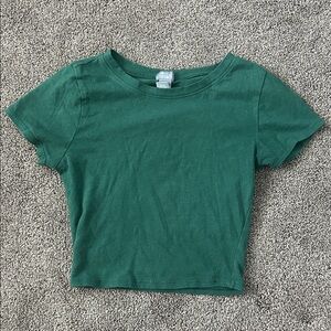 Tilly's Girls' Green Short Sleeve Crop Tee